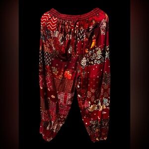 Wine #4 NWT 100% rayon patchwork pants with jogger bottom